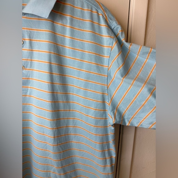 Peter Millar Men’s Blue Orange Striped 100% Cotton Short Sleeves Polo Shirt L - Picture 4 of 12